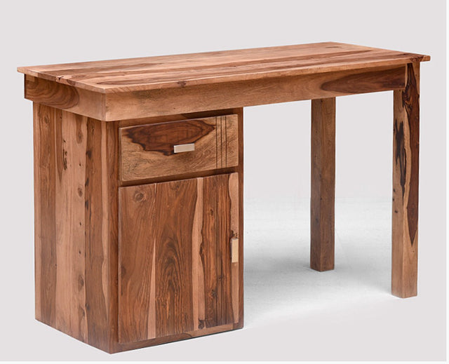 Cabinda Solid Wood Writing Study Table, Study Laptop Desk with Drawer - Study Table - Furniselan - Rustic-Teak-Finish