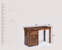 Cabinda Solid Wood Writing Study Table, Study Laptop Desk with Drawer & Door including Chair - Study Table - Furniselan -  Teak-Finish