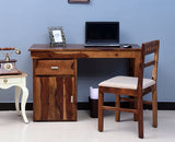 Cabinda Solid Wood Writing Study Table, Study Laptop Desk with Drawer & Door including Chair