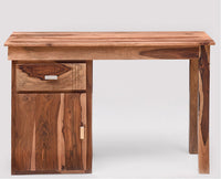 Cabinda Solid Wood Writing Study Table, Study Laptop Desk with Drawer & Door including Chair - Study Table - Furniselan - Rustic-Teak-Finish