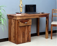 Cabinda Solid Wood Writing Study Table, Study Laptop Desk with Drawer & Door including Chair - Study Table - Furniselan - Rustic-Teak-Finish