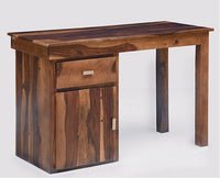 Cabinda Solid Wood Writing Study Table, Study Laptop Desk with Drawer & Door including Chair - Study Table - Furniselan -  Teak-Finish