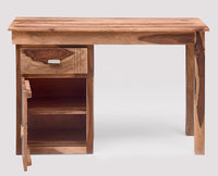 Cabinda Solid Wood Writing Study Table, Study Laptop Desk with Drawer & Door including Chair - Study Table - Furniselan - Rustic-Teak-Finish