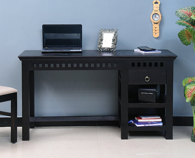 Cairo Solid Wood Writing Study Table, Study Laptop Desk with Drawer - Study Table - Furniselan - Walnut-Finish 