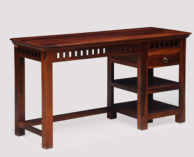 Cairo Solid Wood Writing Study Table, Study Laptop Desk with Drawer - Study Table - Furniselan - Maple-Finish