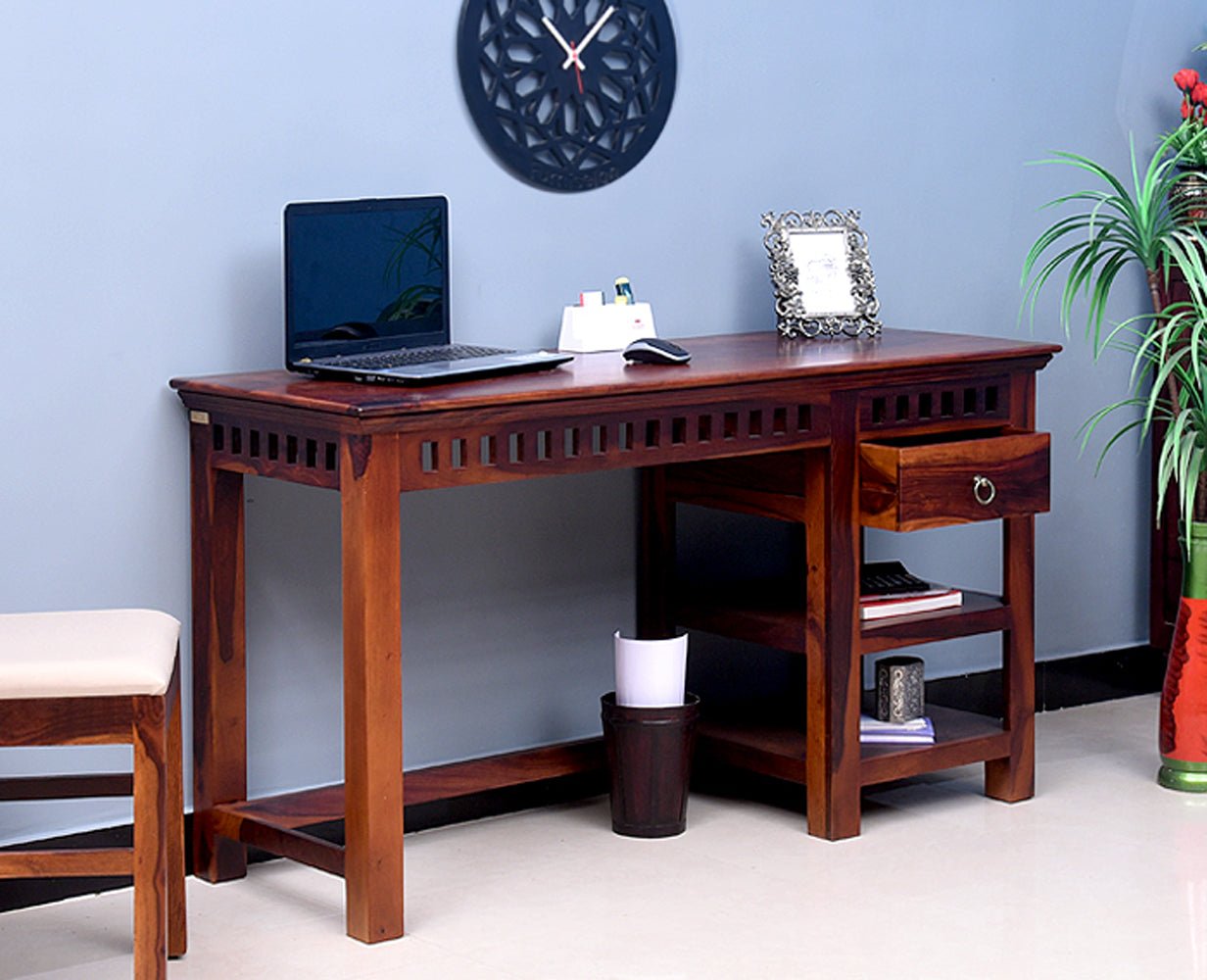 Buy Solid Wood Writing Study Table, Study Laptop Desk with Drawer ...