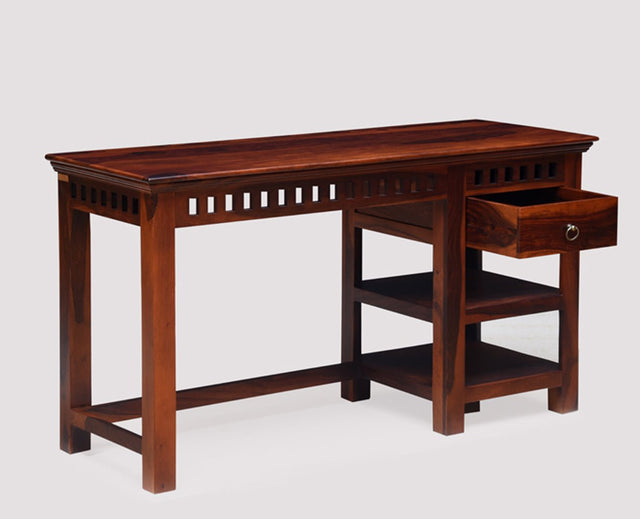 Cairo Solid Wood Writing Study Table, Study Laptop Desk with Drawer - Study Table - Furniselan - Maple-Finish