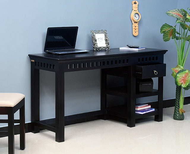 Cairo Solid Wood Writing Study Table, Study Laptop Desk with Drawer including Chair - Study Table - Furniselan - Walnut-Finish