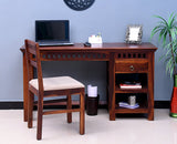 Cairo Solid Wood Writing Study Table, Study Laptop Desk with Drawer including Chair - Study Table - Furniselan - Maple-Finish