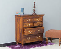 Calgary Solid Wood 6 Drawers Chest Of Drawer - Bedside Table - Furniselan - Kapasi-Brown-Finish
