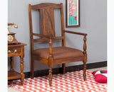 Calgary Solid Wood Arm Chair - Arm Chair - Furniselan - Kapasi-Brown-Finish