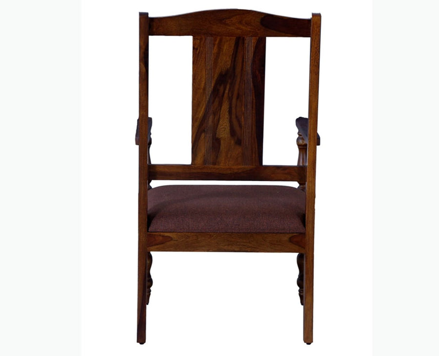 Calgary Solid Wood Arm Chair - Arm Chair - Furniselan - Kapasi-Brown-Finish