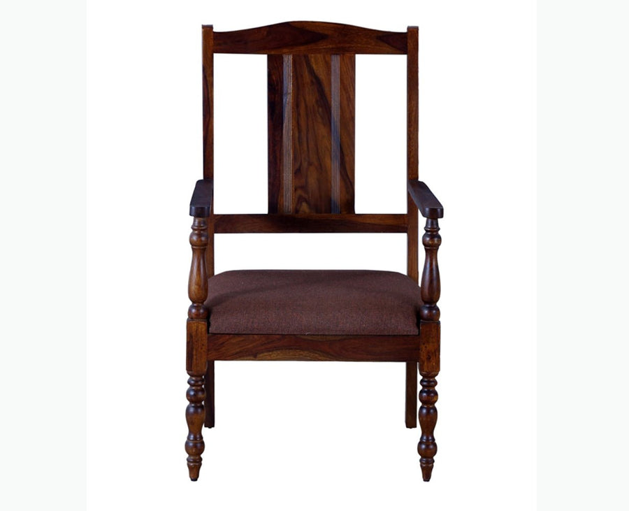 Calgary Solid Wood Arm Chair - Arm Chair - Furniselan - Kapasi-Brown-Finish