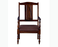Calgary Solid Wood Arm Chair - Arm Chair - Furniselan - Kapasi-Brown-Finish