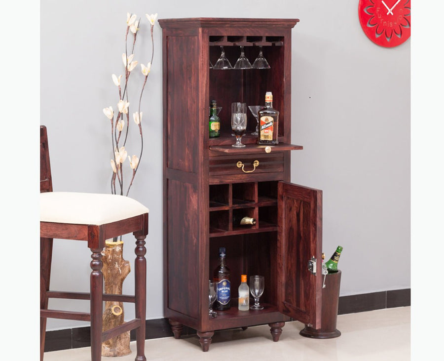 Calgary Solid Wood Bar Cabinet - Bar Cabinet - Furniselan - Rosewood-Fine-Finish