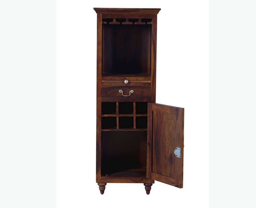 Calgary Solid Wood Bar Cabinet - Bar Cabinet - Furniselan - Kapasi-Brown-Finish
