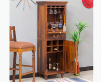 Calgary Solid Wood Bar Cabinet - Bar Cabinet - Furniselan - Kapasi-Brown-Finish