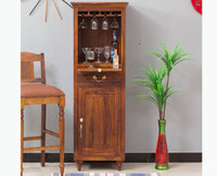 Calgary Solid Wood Bar Cabinet - Bar Cabinet - Furniselan - Kapasi-Brown-Finish