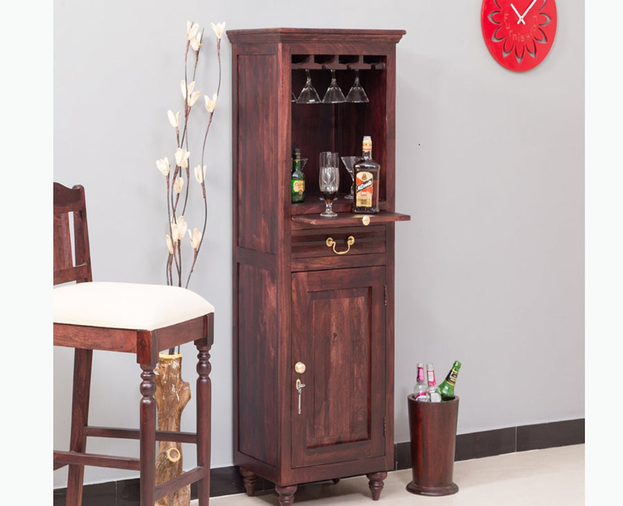 Calgary Solid Wood Bar Cabinet - Bar Cabinet - Furniselan - Rosewood-Fine-Finish
