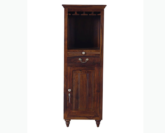 Calgary Solid Wood Bar Cabinet - Bar Cabinet - Furniselan - Kapasi-Brown-Finish