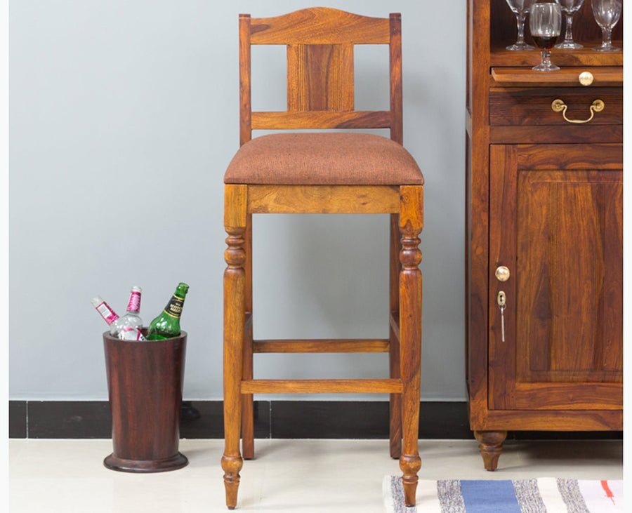Calgary Solid Wood Bar Chair - Bar Chairs - Furniselan - Kapasi-Brown-Finish