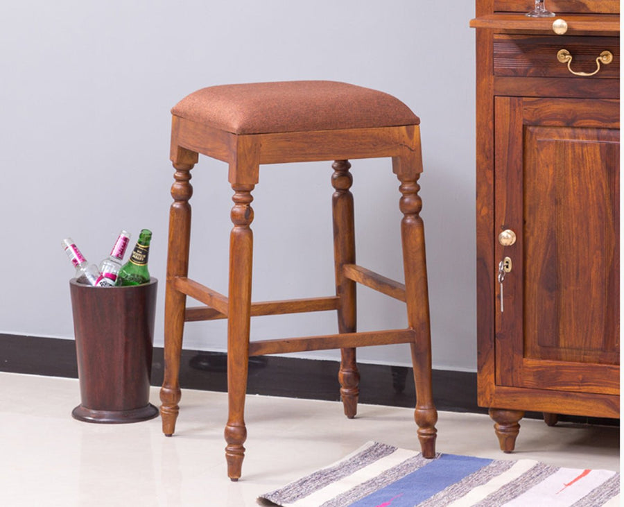 Calgary Solid Wood Bar Stool - Stools - Furniselan - Kapasi-Brown-Finish