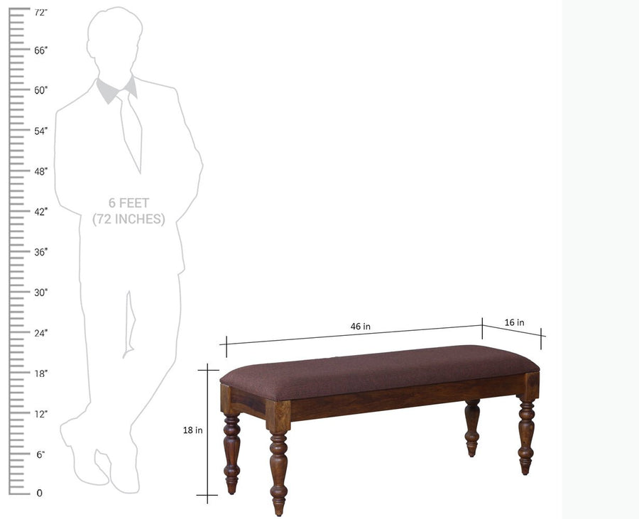 Calgary Solid Wood Bench - Bench - Furniselan - Kapasi-Brown-Finish