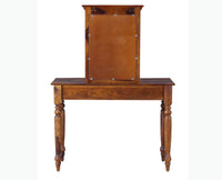 Calgary Solid Wood Dressing Table With Wall Hanging Mirror - Dressers & Mirrors - Furniselan - Kapasi-Brown-Finish