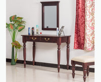 Calgary Solid Wood Dressing Table With Wall Hanging Mirror - Dressers & Mirrors - Furniselan - Rosewood-Fine-Finish 