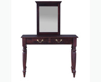 Calgary Solid Wood Dressing Table With Wall Hanging Mirror - Dressers & Mirrors - Furniselan - Rosewood-Fine-Finish 