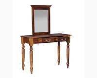 Calgary Solid Wood Dressing Table With Wall Hanging Mirror - Dressers & Mirrors - Furniselan - Kapasi-Brown-Finish