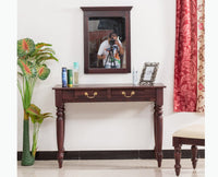 Calgary Solid Wood Dressing Table With Wall Hanging Mirror - Dressers & Mirrors - Furniselan - Rosewood-Fine-Finish 