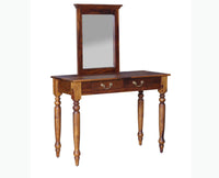 Calgary Solid Wood Dressing Table With Wall Hanging Mirror - Dressers & Mirrors - Furniselan - Kapasi-Brown-Finish