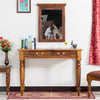 Calgary Solid Wood Dressing Table With Wall Hanging Mirror - Dressers & Mirrors - Furniselan - Kapasi-Brown-Finish