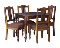 Calgary Solid Wood Four Seater Dining Set - Dining Set - Furniselan Kapasi-Brown-Finish
