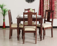 Calgary Solid Wood Four Seater Dining Set - Dining Set - Furniselan - Rosewood-Fine-Finish