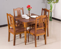 Calgary Solid Wood Four Seater Dining Set - Dining Set - Furniselan Kapasi-Brown-Finish