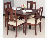 Calgary Solid Wood Four Seater Dining Set - Dining Set - Furniselan - Rosewood-Fine-Finish