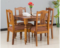 Calgary Solid Wood Four Seater Dining Set - Dining Set - Furniselan Kapasi-Brown-Finish