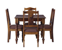 Calgary Solid Wood Four Seater Dining Set - Dining Set - Furniselan Kapasi-Brown-Finish