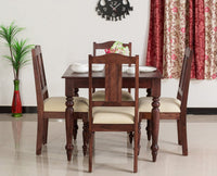 Calgary Solid Wood Four Seater Dining Set - Dining Set - Furniselan - Rosewood-Fine-Finish