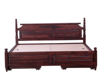 Calgary Solid Wood King Bed With Storage Drawers - King Size Bed - Furniselan-Rosewood-Fine-Finish
