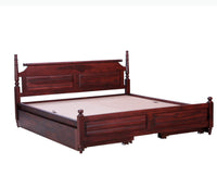 Calgary Solid Wood King Bed With Storage Drawers - King Size Bed - Furniselan-Rosewood-Fine-Finish