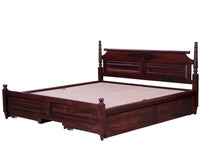 Calgary Solid Wood King Bed With Storage Drawers - King Size Bed - Furniselan-Rosewood-Fine-Finish
