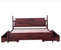Calgary Solid Wood King Bed With Storage Drawers - King Size Bed - Furniselan-Rosewood-Fine-Finish