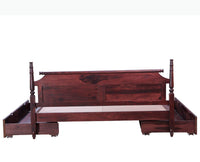 Calgary Solid Wood King Bed With Storage Drawers - King Size Bed - Furniselan-Rosewood-Fine-Finish