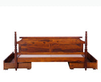 Calgary Solid Wood King Bed With Storage Drawers - King Size Bed - Furniselan-Kapasi-Brown-Finish