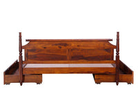 Calgary Solid Wood King Bed With Storage Drawers - King Size Bed - Furniselan-Kapasi-Brown-Finish