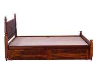 Calgary Solid Wood King Bed With Storage Drawers - King Size Bed - Furniselan-Rosewood-Fine-Finish