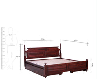 Calgary Solid Wood King Bed With Storage Drawers - King Size Bed - Furniselan-Rosewood-Fine-Finish